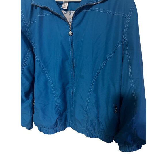 Alfred Dunner blue zip front size L jacket with flower zipper pulls - Picture 5 of 6